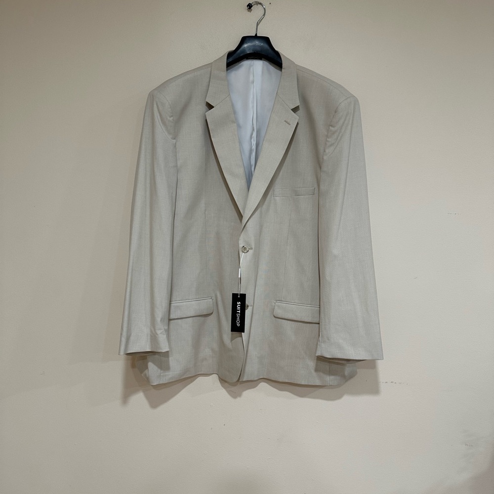 Men’s dressy jacket by suit shop size 60 regular Light beige. NWT.